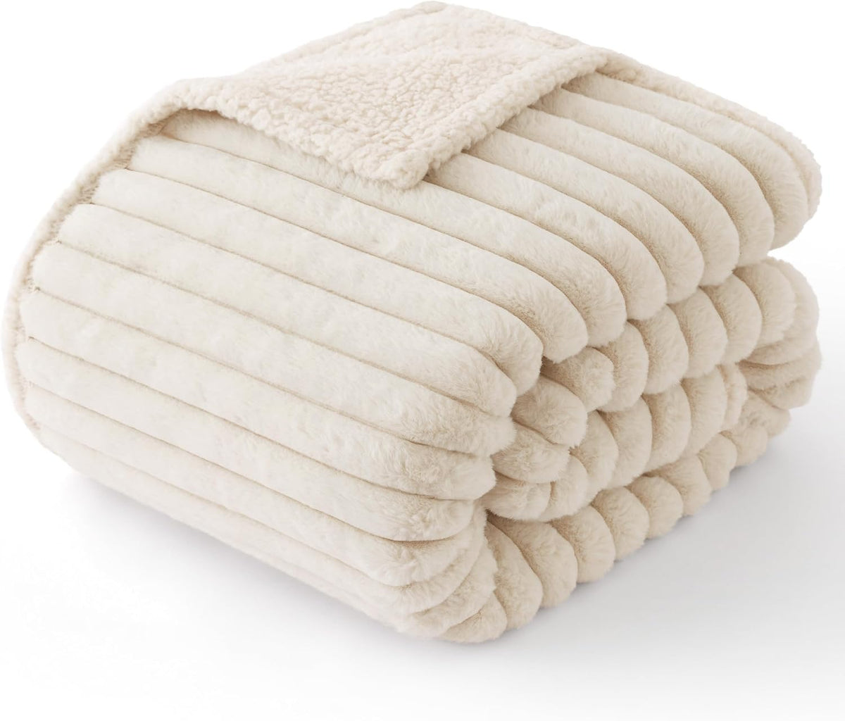 ComfyFleece™ Waterproof Dog Blankets for Large Dogs,50x60 Cream | Soft Plush Couch Cover,Washable Corduroy Fleece for Furniture Protector,Cozy Calming Reversible Pet Blanket for Senior Dogs