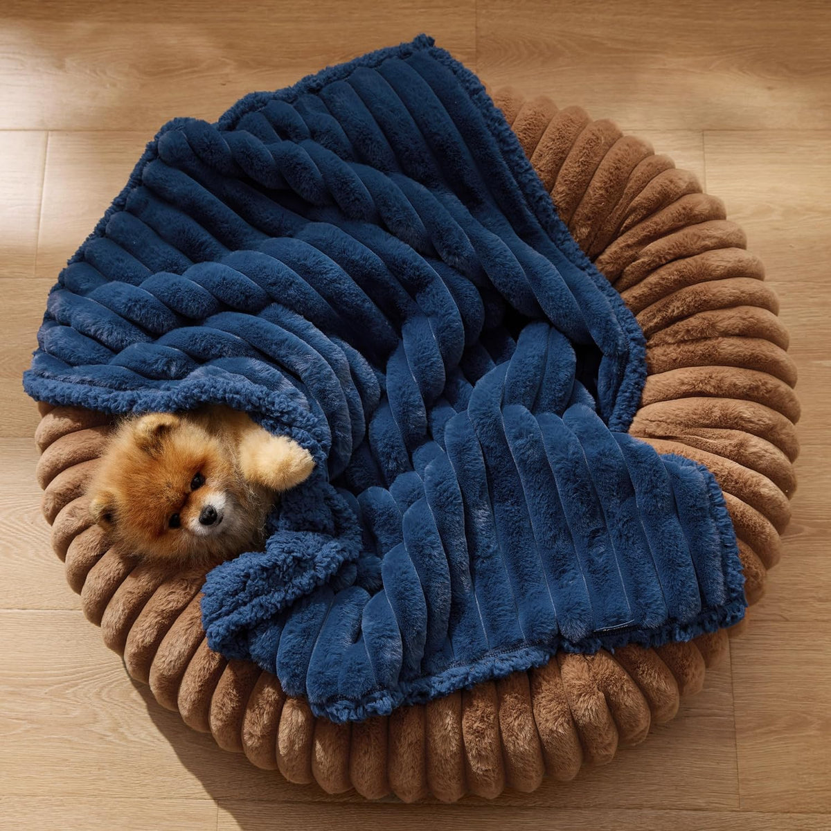 ComfyFleece™ Waterproof Dog Blankets for Large Dogs,50x60 Cream | Soft Plush Couch Cover,Washable Corduroy Fleece for Furniture Protector,Cozy Calming Reversible Pet Blanket for Senior Dogs