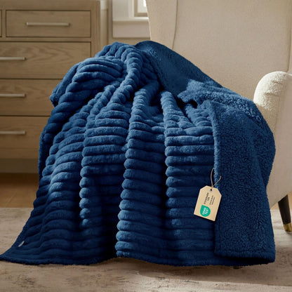 ComfyFleece™ Waterproof Dog Blankets for Large Dogs,50x60 Cream | Soft Plush Couch Cover,Washable Corduroy Fleece for Furniture Protector,Cozy Calming Reversible Pet Blanket for Senior Dogs