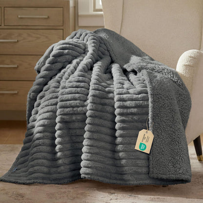 ComfyFleece™ Waterproof Dog Blankets for Large Dogs,50x60 Cream | Soft Plush Couch Cover,Washable Corduroy Fleece for Furniture Protector,Cozy Calming Reversible Pet Blanket for Senior Dogs