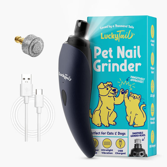 Pet Nail Grinder for Dogs and Cats - Super Quiet and Low Vibration Electric Dog Nail Grinder with 2 LED Lights - USB Rechargeable and Cordless - 2 Speeds - Small to Large Pets