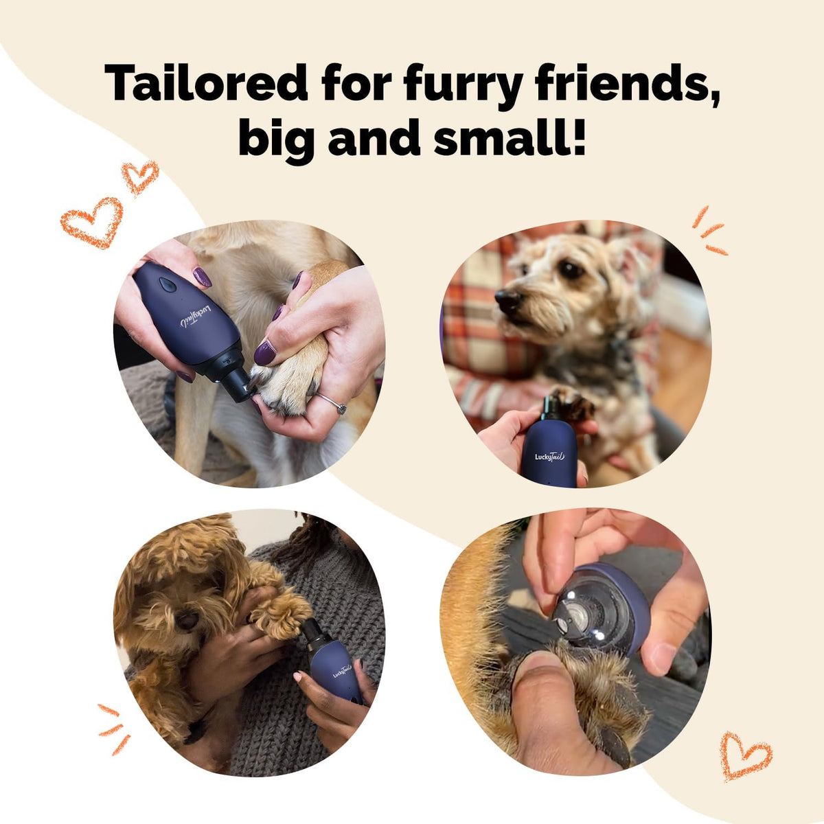 Pet Nail Grinder for Dogs and Cats - Super Quiet and Low Vibration Electric Dog Nail Grinder with 2 LED Lights - USB Rechargeable and Cordless - 2 Speeds - Small to Large Pets