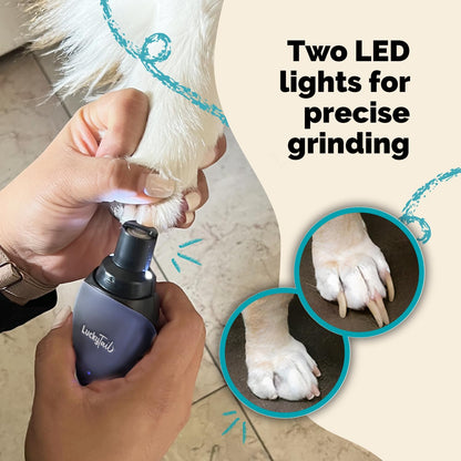 Pet Nail Grinder for Dogs and Cats - Super Quiet and Low Vibration Electric Dog Nail Grinder with 2 LED Lights - USB Rechargeable and Cordless - 2 Speeds - Small to Large Pets
