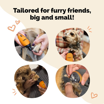 Pet Nail Grinder for Dogs and Cats - Super Quiet and Low Vibration Electric Dog Nail Grinder with 2 LED Lights - USB Rechargeable and Cordless - 2 Speeds - Small to Large Pets