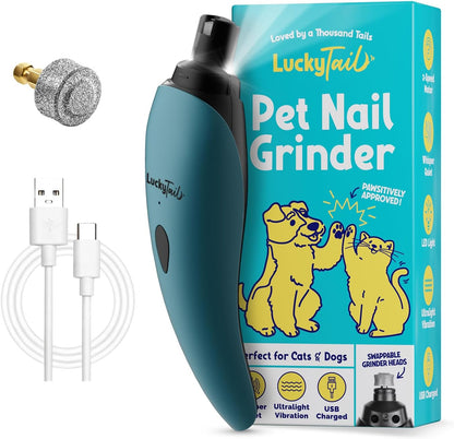 Pet Nail Grinder for Dogs and Cats - Super Quiet and Low Vibration Electric Dog Nail Grinder with 2 LED Lights - USB Rechargeable and Cordless - 2 Speeds - Small to Large Pets