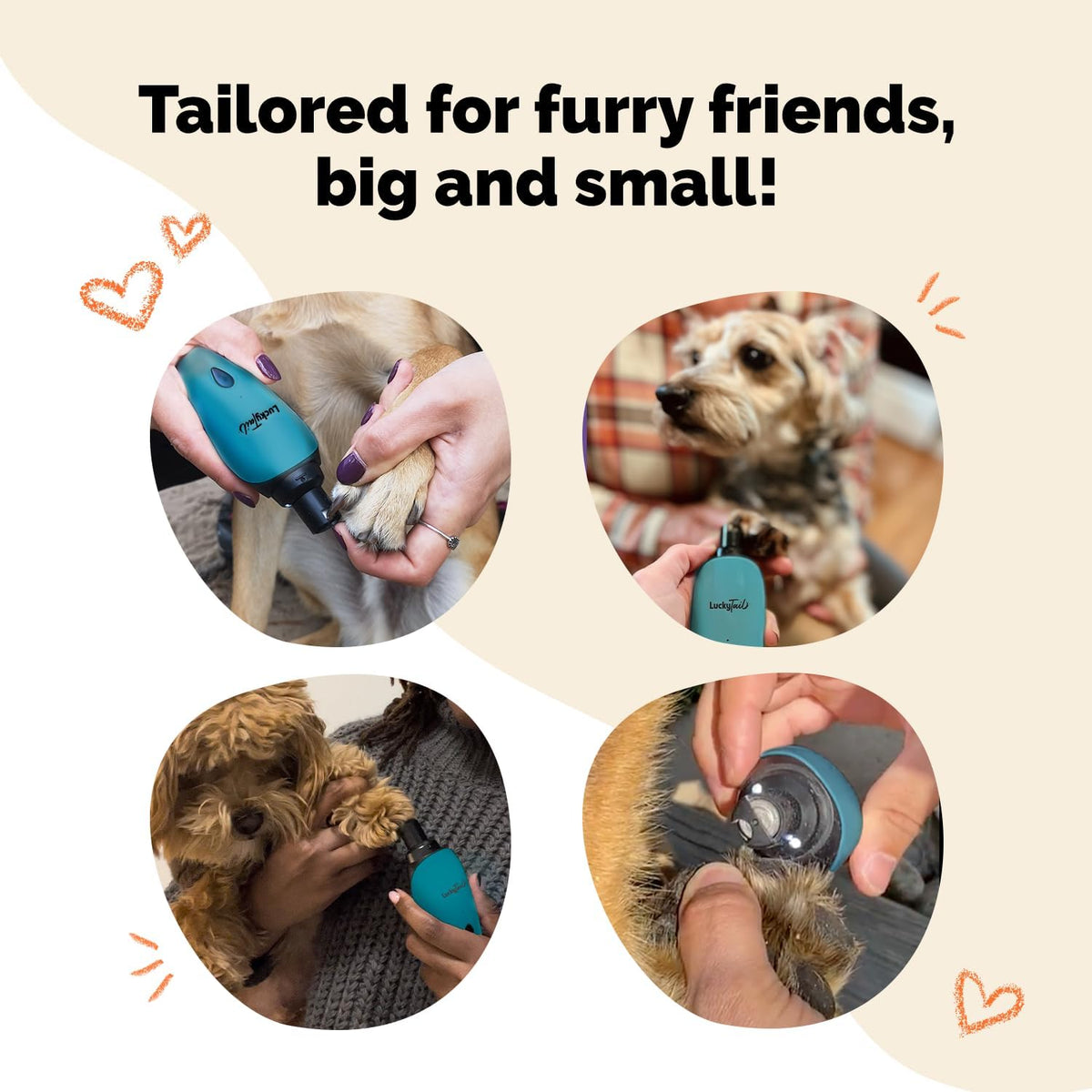 Pet Nail Grinder for Dogs and Cats - Super Quiet and Low Vibration Electric Dog Nail Grinder with 2 LED Lights - USB Rechargeable and Cordless - 2 Speeds - Small to Large Pets