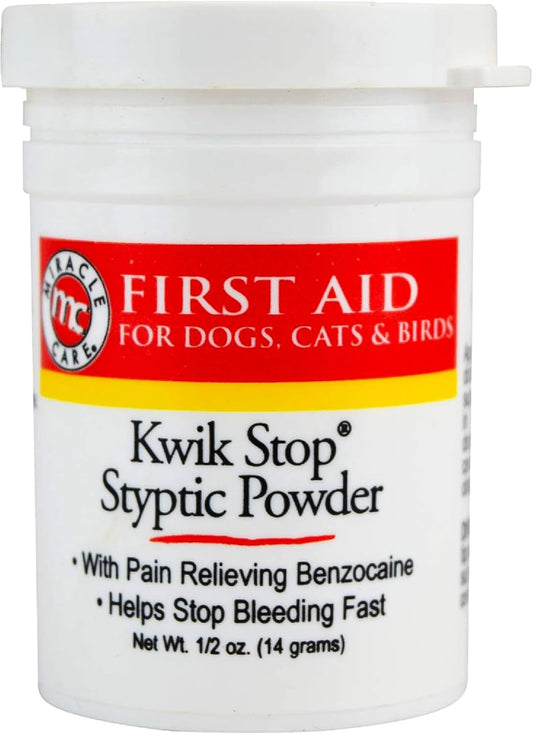 Kwik Stop Styptic Powder for Dogs, Cats, and Birds, 0.5 Ounce