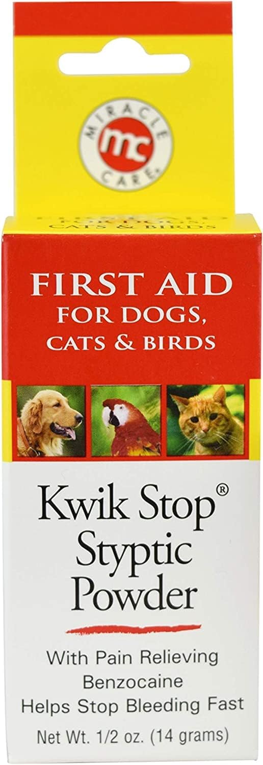 Kwik Stop Styptic Powder for Dogs, Cats, and Birds, 0.5 Ounce