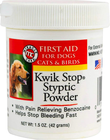 Kwik Stop Styptic Powder for Dogs, Cats, and Birds, 0.5 Ounce