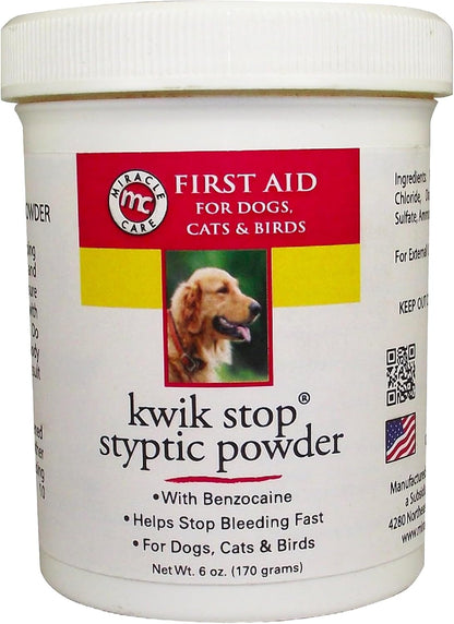 Kwik Stop Styptic Powder for Dogs, Cats, and Birds, 0.5 Ounce