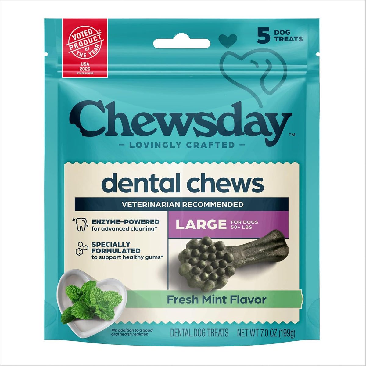 Dog Treats, Fresh Mint Flavor Dental Chews