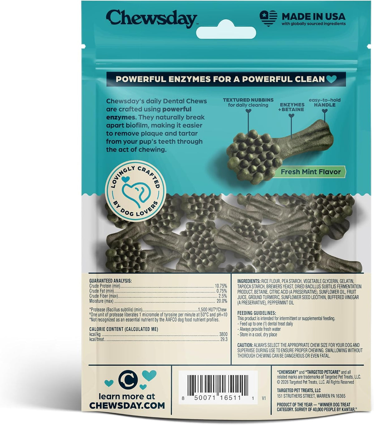 Dog Treats, Fresh Mint Flavor Dental Chews