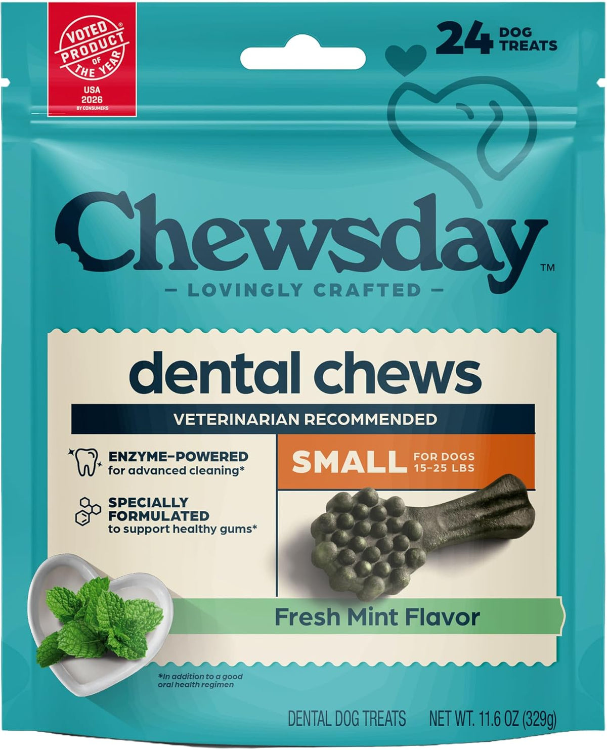 Dog Treats, Fresh Mint Flavor Dental Chews