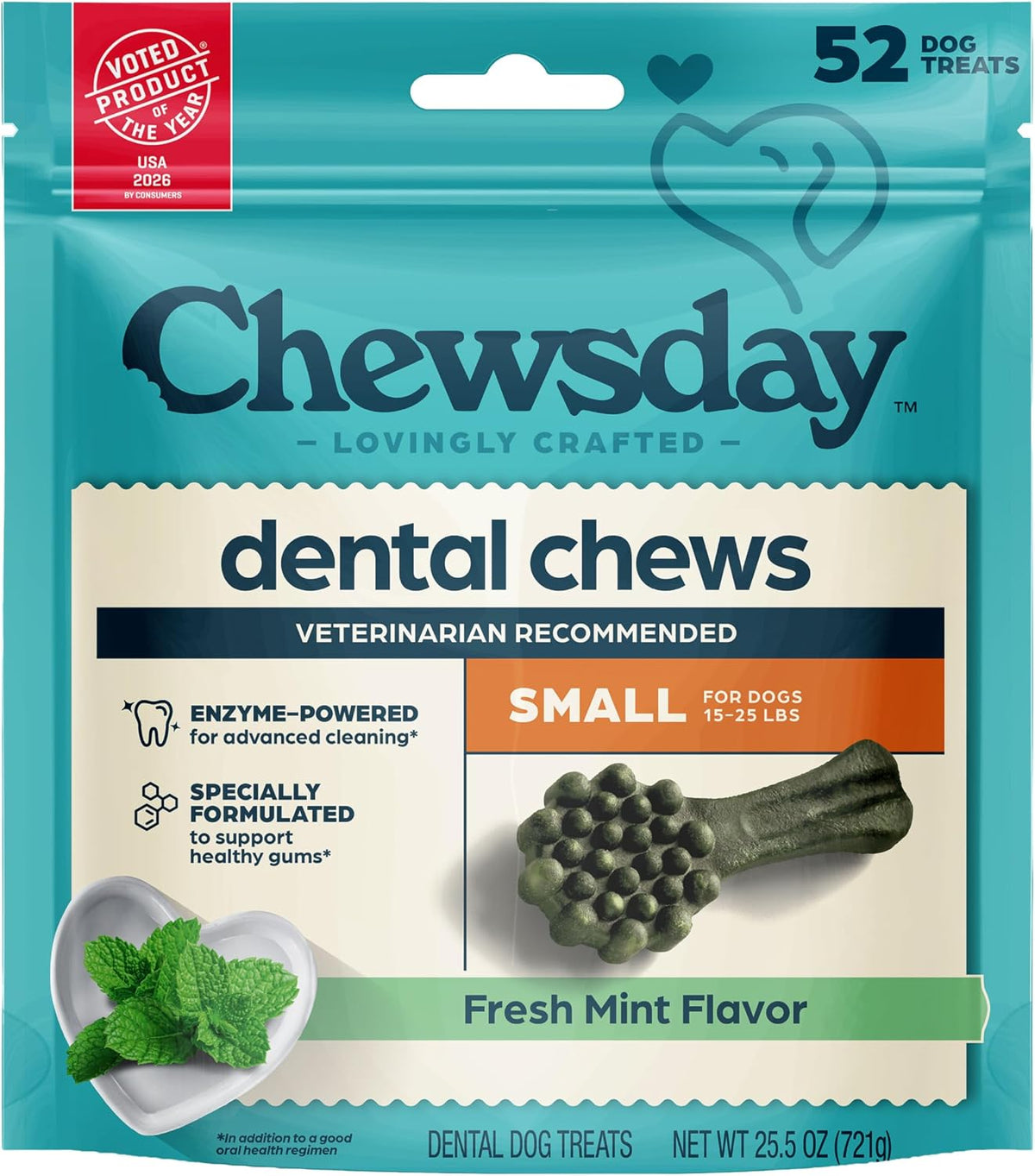 Dog Treats, Fresh Mint Flavor Dental Chews