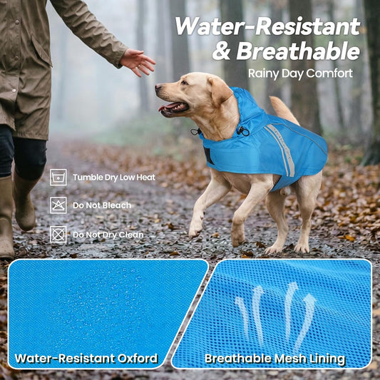 Dog Raincoat Wetoff Dog Rain Coat, L, Yellow | Rain Jacket with Hood & Harness Hole, Waterproof & Lightweight for Puppy Doggy Pet
