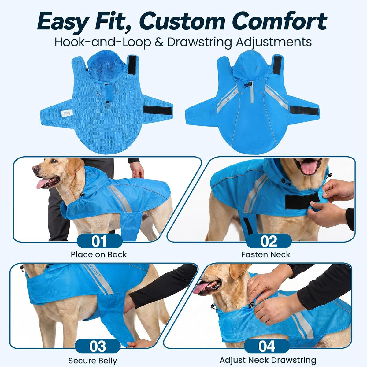 Dog Raincoat Wetoff Dog Rain Coat, L, Yellow | Rain Jacket with Hood & Harness Hole, Waterproof & Lightweight for Puppy Doggy Pet