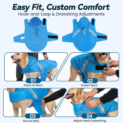 Dog Raincoat Wetoff Dog Rain Coat, L, Yellow | Rain Jacket with Hood & Harness Hole, Waterproof & Lightweight for Puppy Doggy Pet