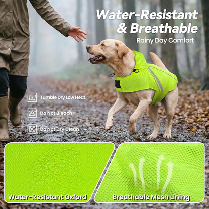 Dog Raincoat Wetoff Dog Rain Coat, L, Yellow | Rain Jacket with Hood & Harness Hole, Waterproof & Lightweight for Puppy Doggy Pet