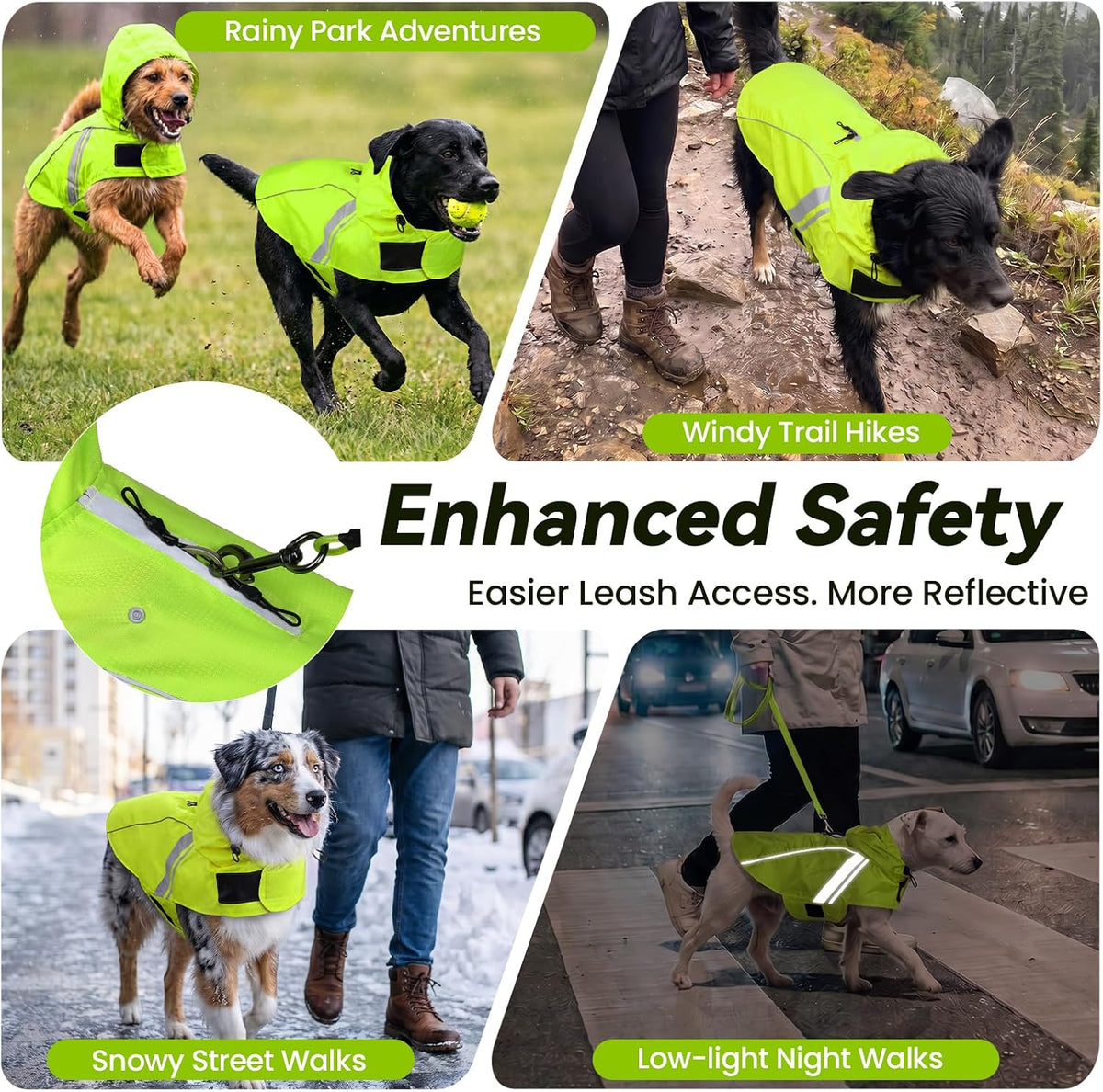 Dog Raincoat Wetoff Dog Rain Coat, L, Yellow | Rain Jacket with Hood & Harness Hole, Waterproof & Lightweight for Puppy Doggy Pet