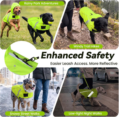 Dog Raincoat Wetoff Dog Rain Coat, L, Yellow | Rain Jacket with Hood & Harness Hole, Waterproof & Lightweight for Puppy Doggy Pet