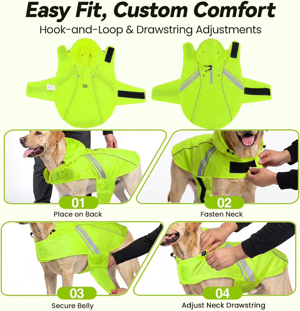 Dog Raincoat Wetoff Dog Rain Coat, L, Yellow | Rain Jacket with Hood & Harness Hole, Waterproof & Lightweight for Puppy Doggy Pet