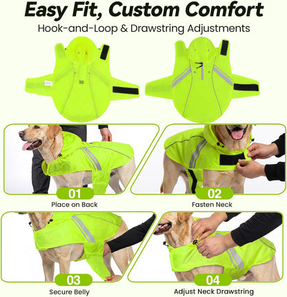 Dog Raincoat Wetoff Dog Rain Coat, L, Yellow | Rain Jacket with Hood & Harness Hole, Waterproof & Lightweight for Puppy Doggy Pet