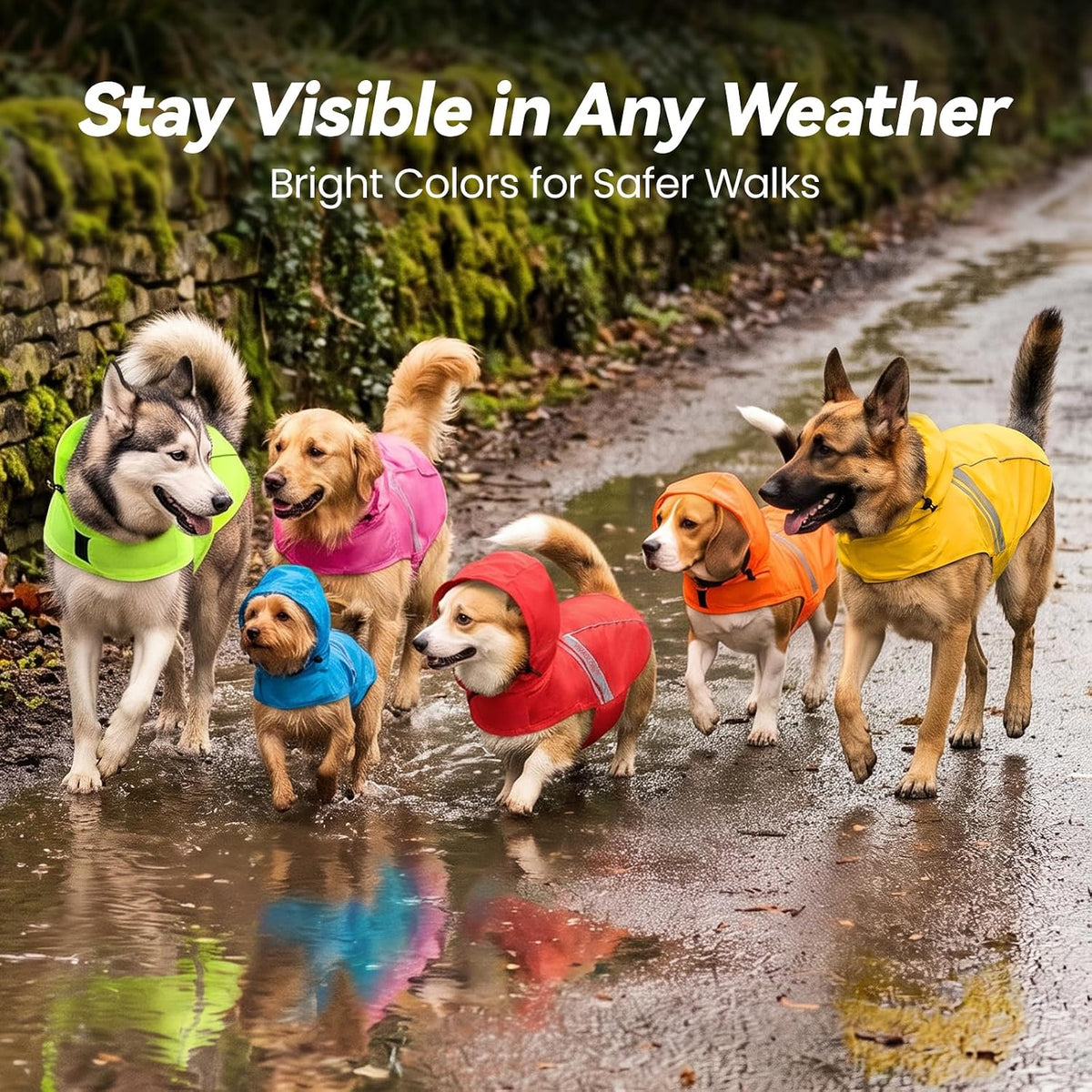 Dog Raincoat Wetoff Dog Rain Coat, L, Yellow | Rain Jacket with Hood & Harness Hole, Waterproof & Lightweight for Puppy Doggy Pet