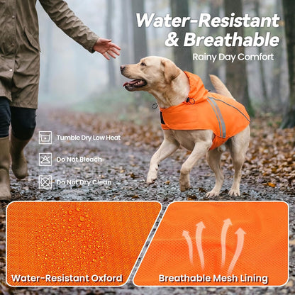Dog Raincoat Wetoff Dog Rain Coat, L, Yellow | Rain Jacket with Hood & Harness Hole, Waterproof & Lightweight for Puppy Doggy Pet