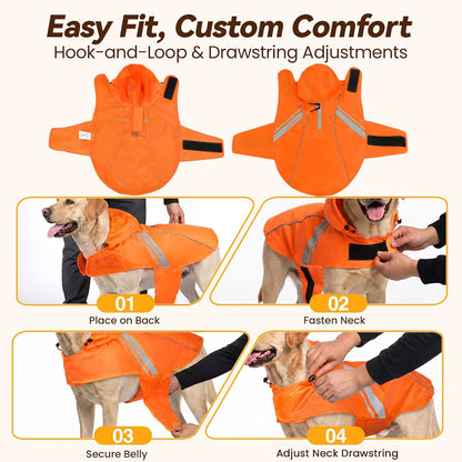 Dog Raincoat Wetoff Dog Rain Coat, L, Yellow | Rain Jacket with Hood & Harness Hole, Waterproof & Lightweight for Puppy Doggy Pet