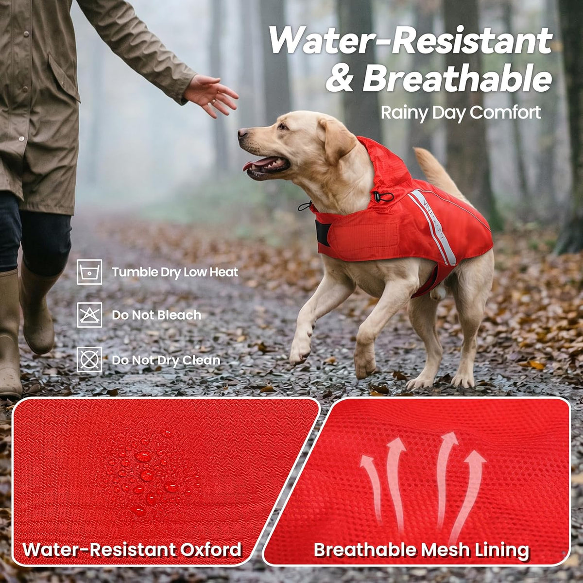 Dog Raincoat Wetoff Dog Rain Coat, L, Yellow | Rain Jacket with Hood & Harness Hole, Waterproof & Lightweight for Puppy Doggy Pet