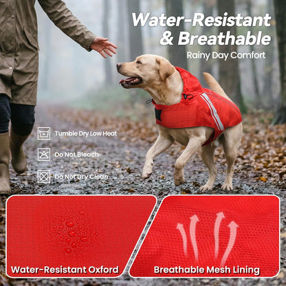 Dog Raincoat Wetoff Dog Rain Coat, L, Yellow | Rain Jacket with Hood & Harness Hole, Waterproof & Lightweight for Puppy Doggy Pet
