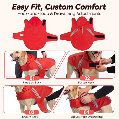 Dog Raincoat Wetoff Dog Rain Coat, L, Yellow | Rain Jacket with Hood & Harness Hole, Waterproof & Lightweight for Puppy Doggy Pet