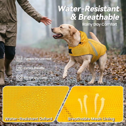 Dog Raincoat Wetoff Dog Rain Coat, L, Yellow | Rain Jacket with Hood & Harness Hole, Waterproof & Lightweight for Puppy Doggy Pet
