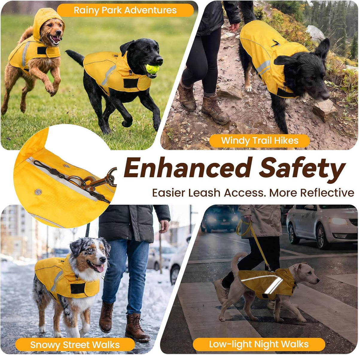 Dog Raincoat Wetoff Dog Rain Coat, L, Yellow | Rain Jacket with Hood & Harness Hole, Waterproof & Lightweight for Puppy Doggy Pet
