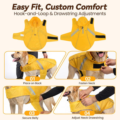 Dog Raincoat Wetoff Dog Rain Coat, L, Yellow | Rain Jacket with Hood & Harness Hole, Waterproof & Lightweight for Puppy Doggy Pet