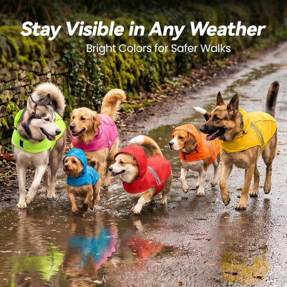Dog Raincoat Wetoff Dog Rain Coat, L, Yellow | Rain Jacket with Hood & Harness Hole, Waterproof & Lightweight for Puppy Doggy Pet