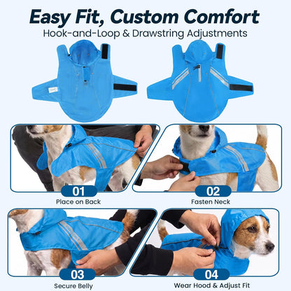 Dog Raincoat Wetoff Dog Rain Coat, L, Yellow | Rain Jacket with Hood & Harness Hole, Waterproof & Lightweight for Puppy Doggy Pet