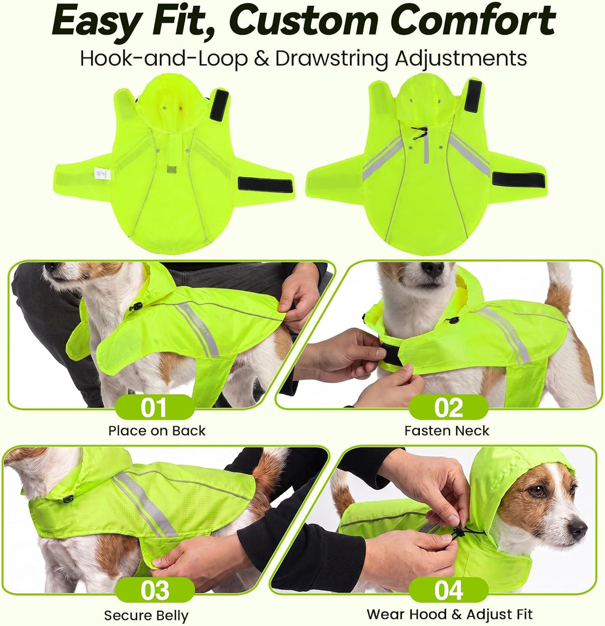 Dog Raincoat Wetoff Dog Rain Coat, L, Yellow | Rain Jacket with Hood & Harness Hole, Waterproof & Lightweight for Puppy Doggy Pet