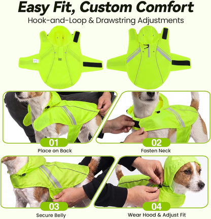 Dog Raincoat Wetoff Dog Rain Coat, L, Yellow | Rain Jacket with Hood & Harness Hole, Waterproof & Lightweight for Puppy Doggy Pet