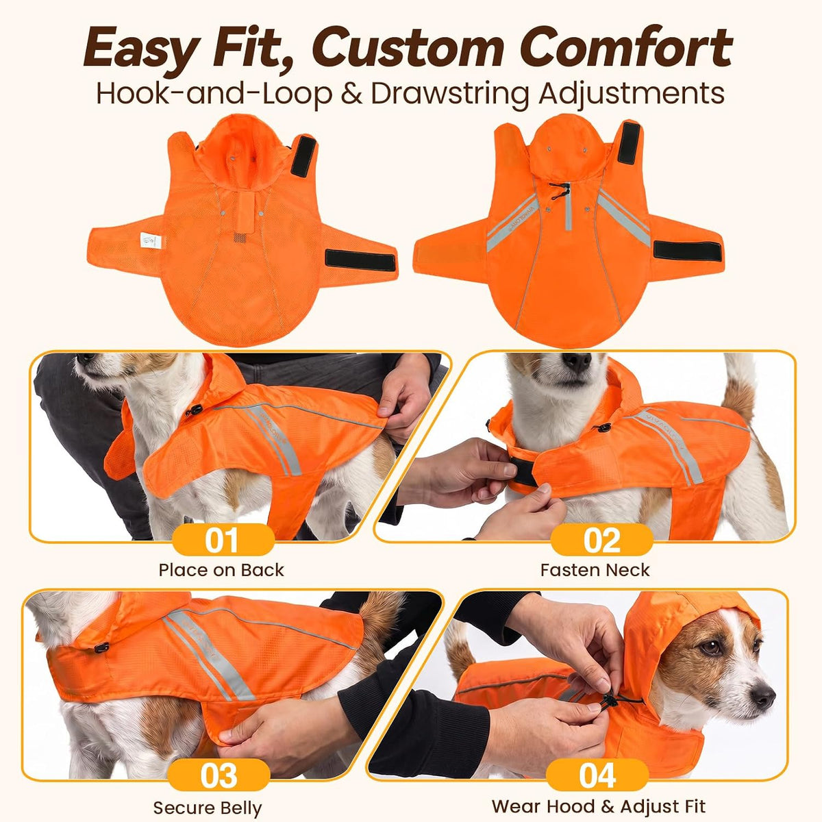 Dog Raincoat Wetoff Dog Rain Coat, L, Yellow | Rain Jacket with Hood & Harness Hole, Waterproof & Lightweight for Puppy Doggy Pet