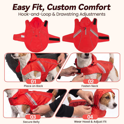 Dog Raincoat Wetoff Dog Rain Coat, L, Yellow | Rain Jacket with Hood & Harness Hole, Waterproof & Lightweight for Puppy Doggy Pet
