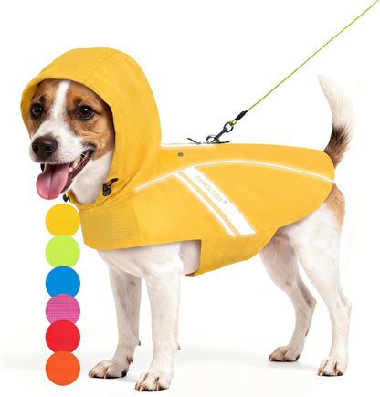 Dog Raincoat Wetoff Dog Rain Coat, L, Yellow | Rain Jacket with Hood & Harness Hole, Waterproof & Lightweight for Puppy Doggy Pet