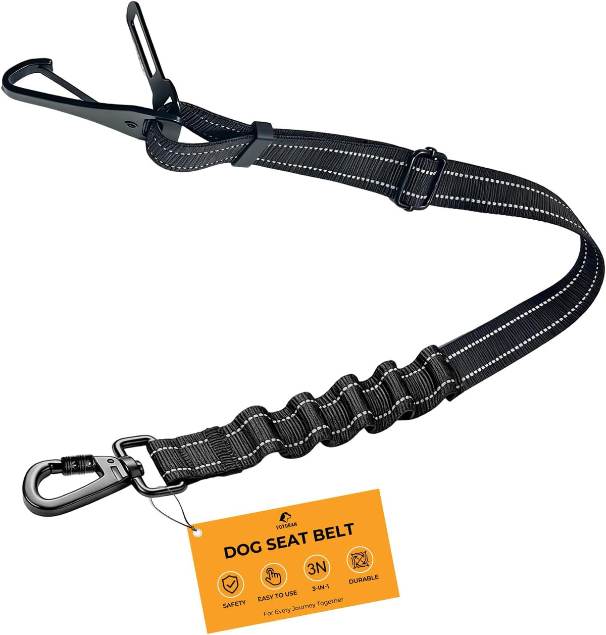 Dog Seat Belt for Car, 3-in-1 Adjustable Dog Seatbelt, Black