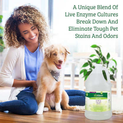 Bac-Out Pet Stain Remover - Enzymatic, Natural, Plant-Based Destroys Stains & Odors, Safe for Surfaces & Fabrics, Carpet Cleaner - Eco-Friendly, Lavender Lime Scent, 1 Gallon