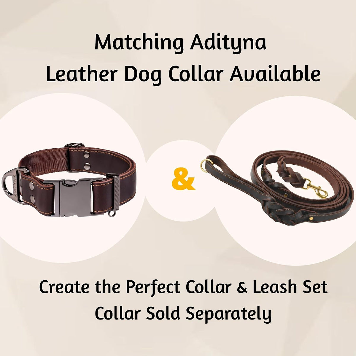 Leather Dog Leash with Traffic Handle, 6ft, Medium & Large Dogs