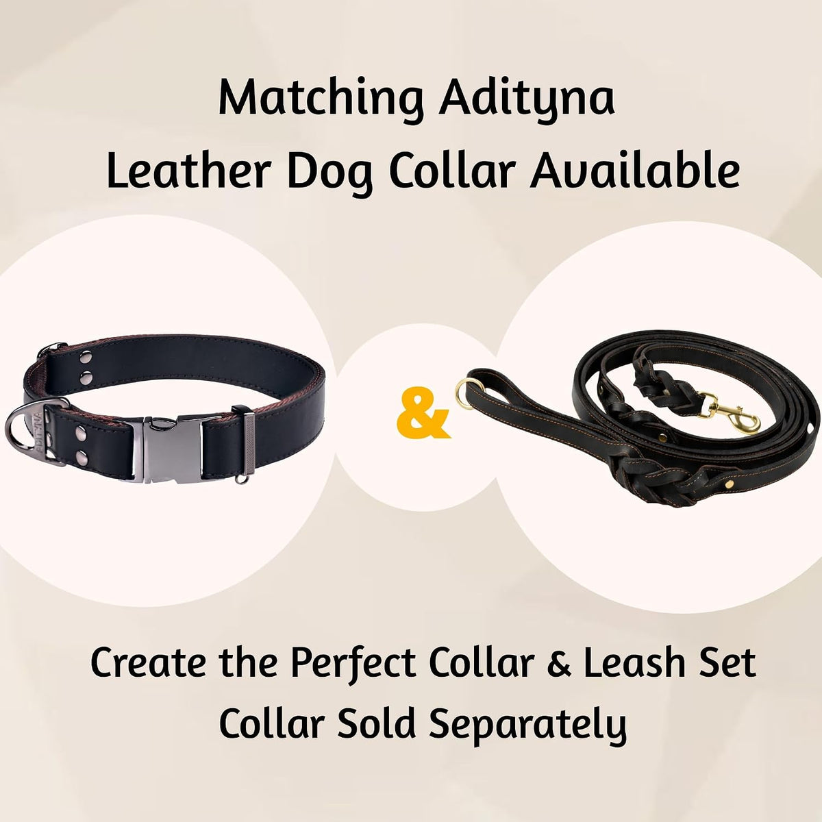 Leather Dog Leash with Traffic Handle, 6ft, Medium & Large Dogs