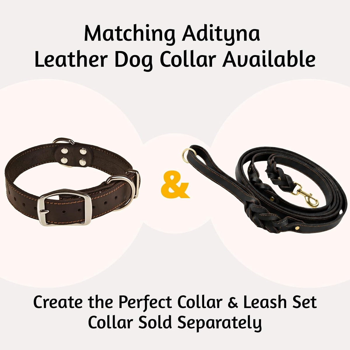 Leather Dog Leash with Traffic Handle, 6ft, Medium & Large Dogs