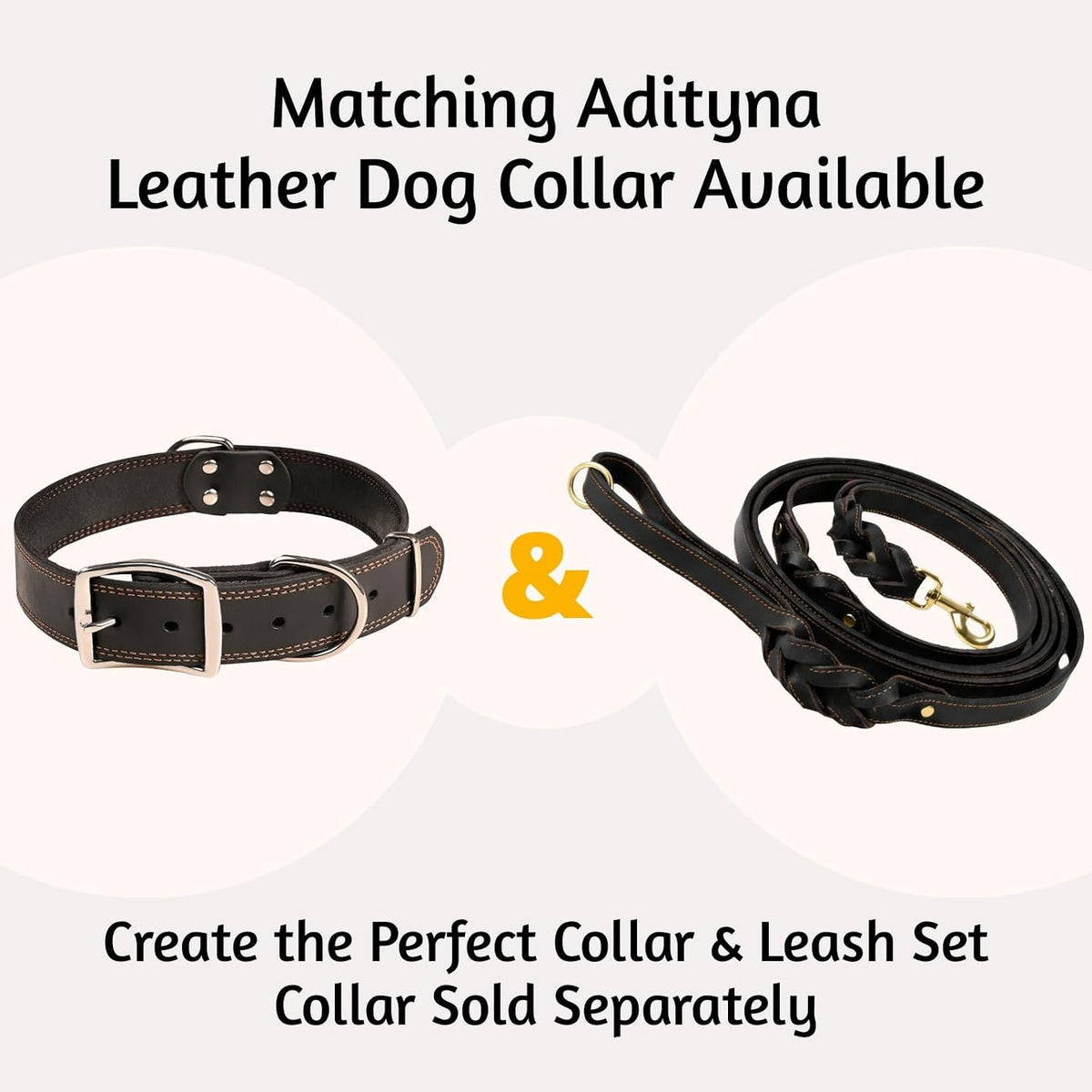 Leather Dog Leash with Traffic Handle, 6ft, Medium & Large Dogs