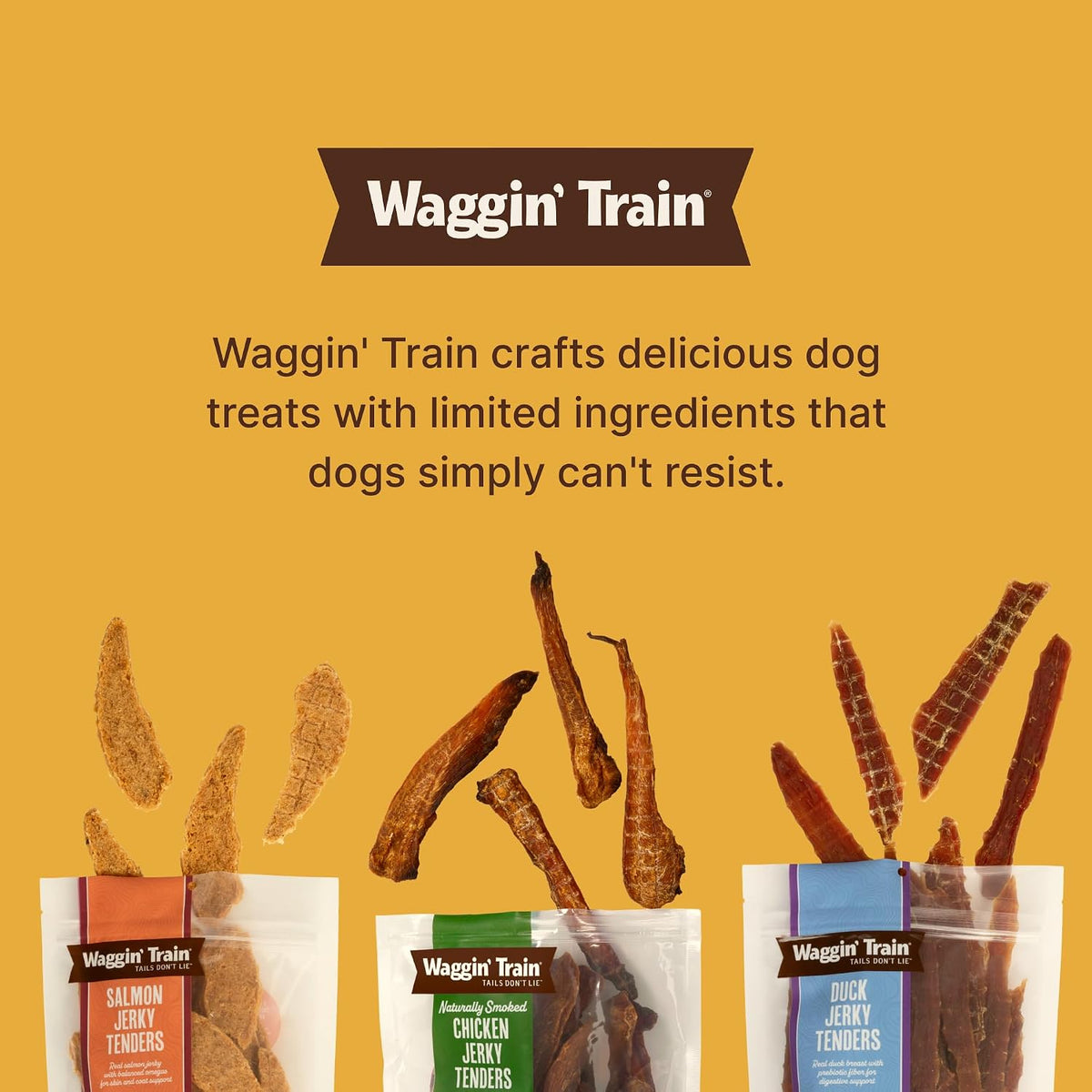 Waggin' Train Duck Jerky Dog Treats for Dogs with Sensitive Stomachs, Made with 100% Real Duck Breasts, Three All-Natural Ingredients, High Protein Dog Treat, Easily Digestible for Dogs, 12 oz. Pouch