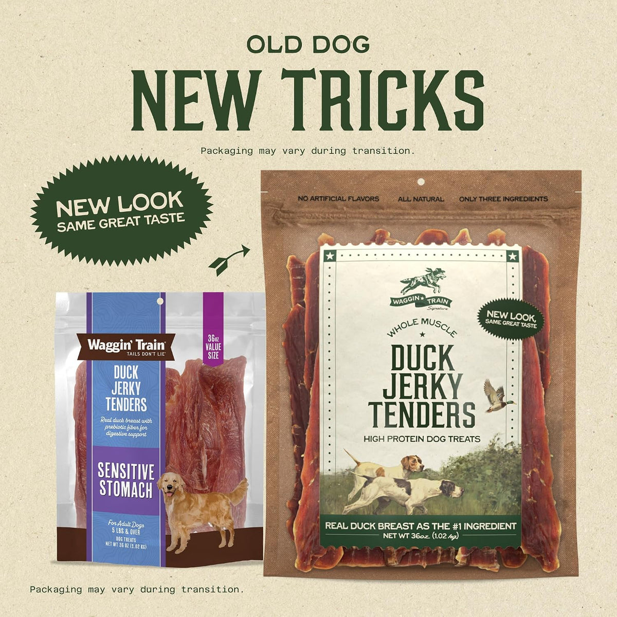 Waggin' Train Duck Jerky Dog Treats for Dogs with Sensitive Stomachs, Made with 100% Real Duck Breasts, Three All-Natural Ingredients, High Protein Dog Treat, Easily Digestible for Dogs, 12 oz. Pouch